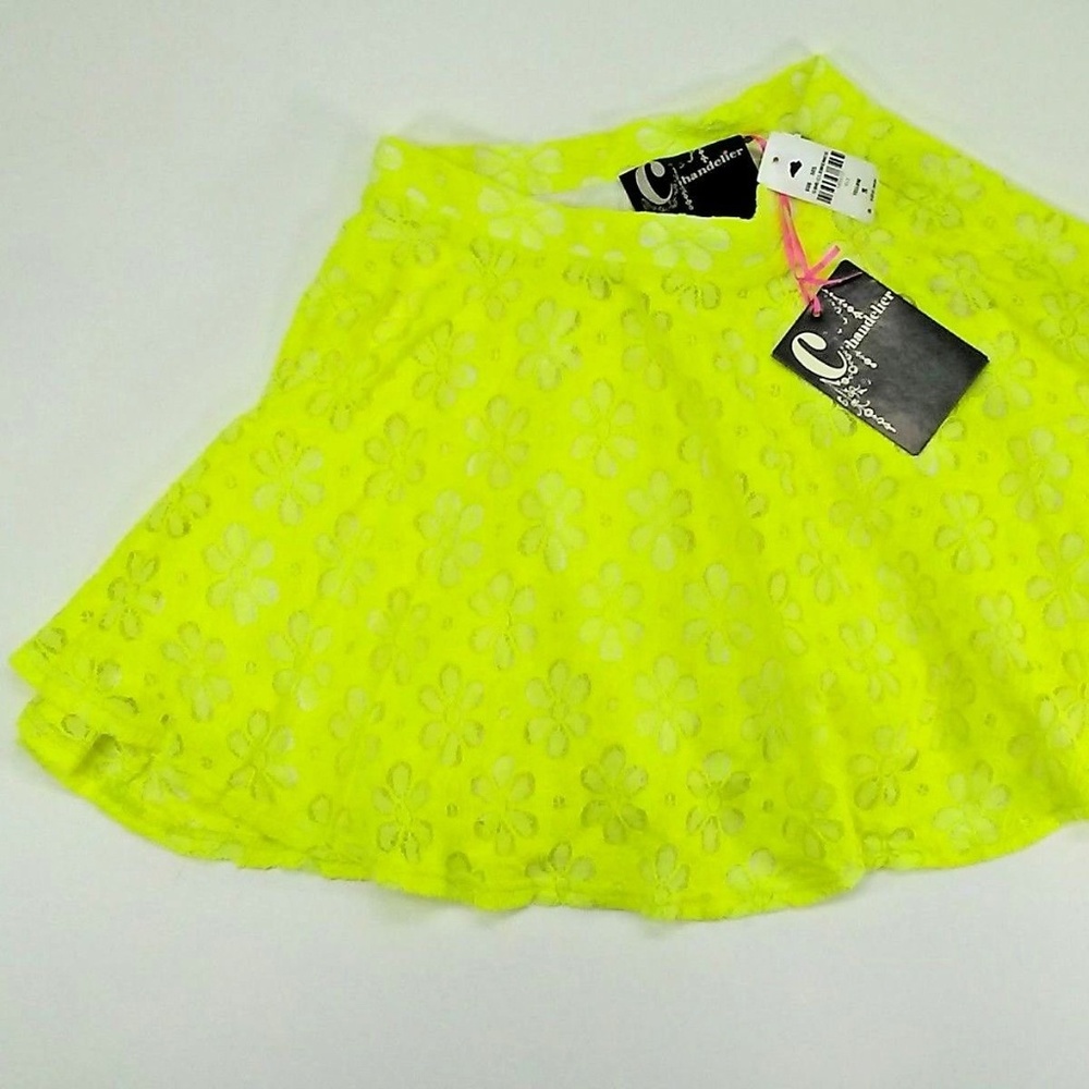 Neon Yellow Mini Ruffle Skirt